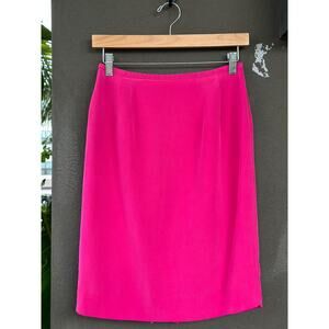 Vintage Travis Ayers Petites Women’s 6 100% Silk Fuchsia Pink Lined Skirt Preppy